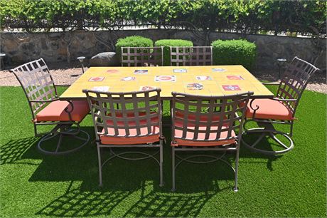 O.W. Lee Classico Custom Tile Top Patio Dining Set