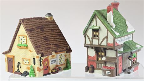 Dept. 56 "Wrenbury Baker", "T. Wells Fruit & Spice Shop" Dickens' Village Series