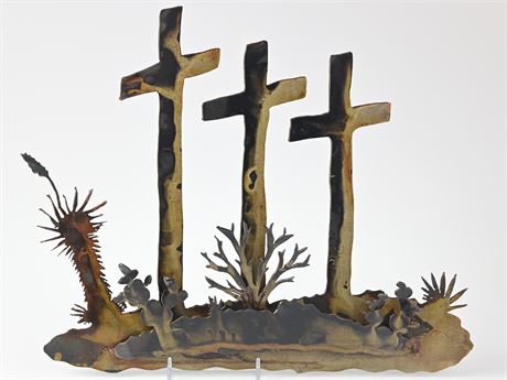 3 Crosses Metal Sculpture