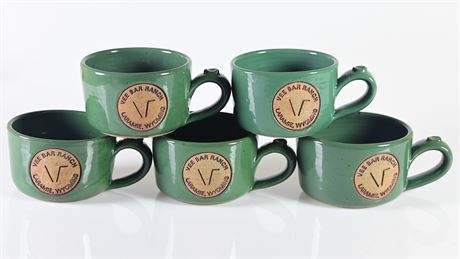 Five Stoneware Soup Mugs