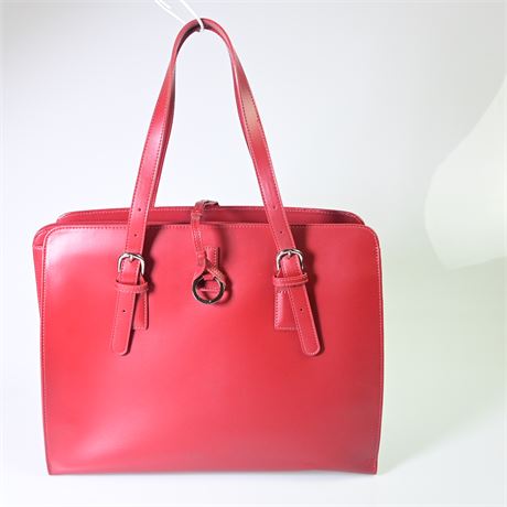 Jack Georges Red Leather Ladies Briefcase