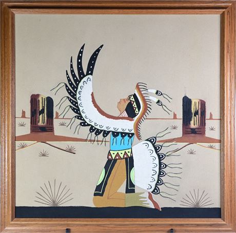 Large Navajo Sandpainting "Praying To God"