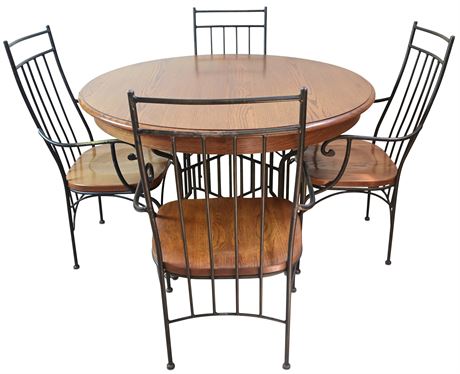 Thomasville Oak & Wrought Iron Dining Set