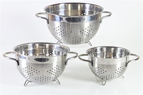Set of Three Stainless Colanders
