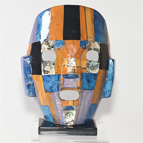 Inlaid Stone Mask Sculpture