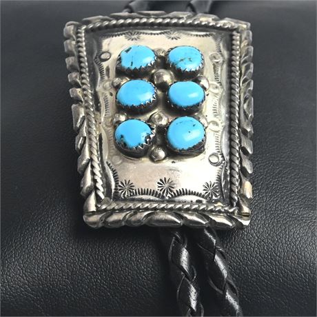 Vintage Sterling Silver & Turquoise Bolo