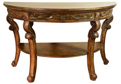 Carved Demilune Table