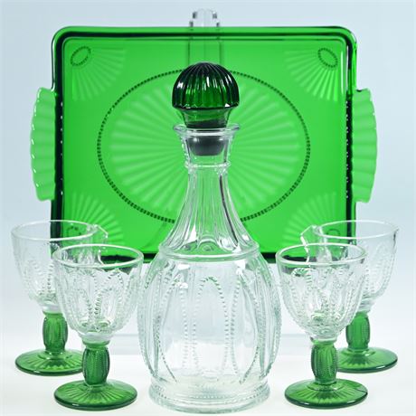 Vintage Emerald Decanter Set