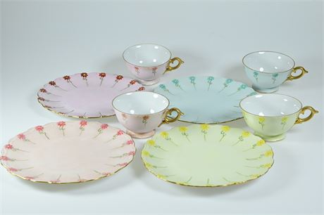 Hand Painted Tea Cups and Dessert Plates