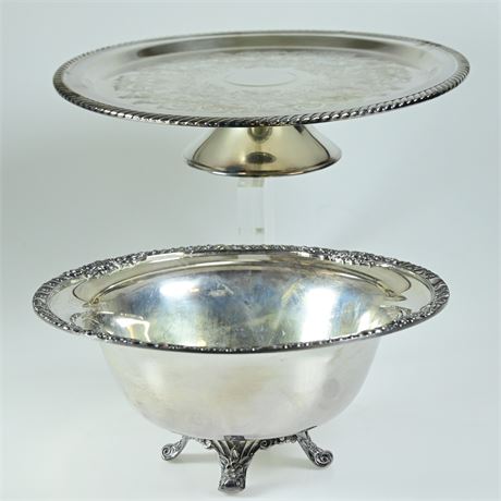 B.Rogers Silver Co. Silver on Copper Footed Bowl +