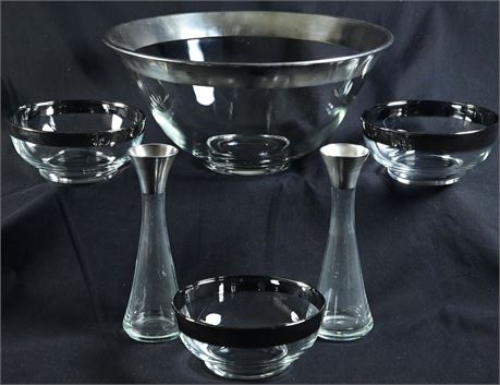 Silver Rimmed Serving Set