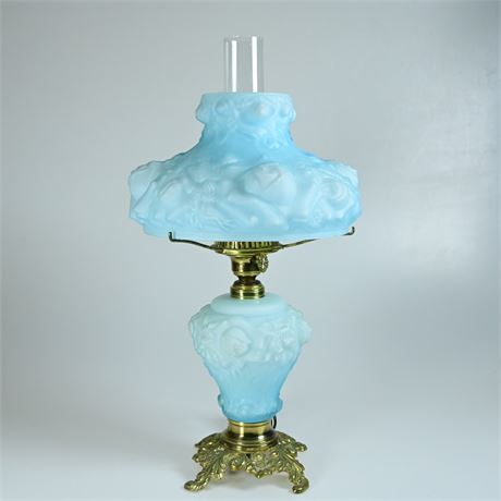 Fenton Blue Rose Dresser Lamp