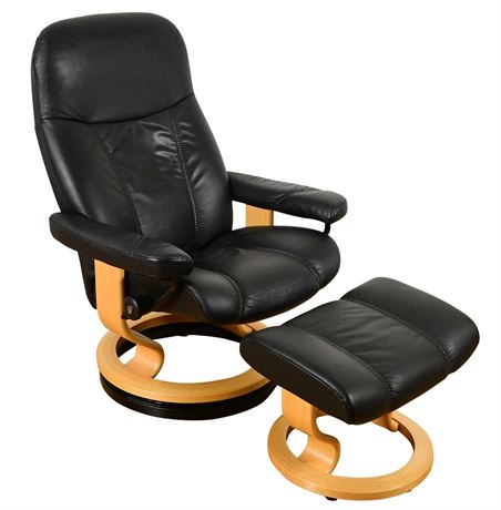 Ekornes Stressless Leather Chair and Ottoman