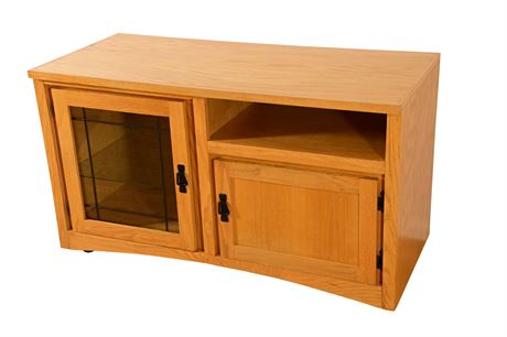 Oak TV Stand on Casters