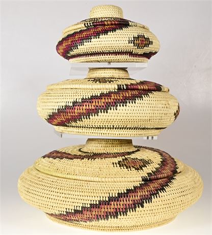 Set of 3 Papago Baskets with Lids