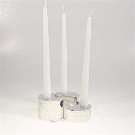 Nambé Crescent Shaped Trio Candle Holders