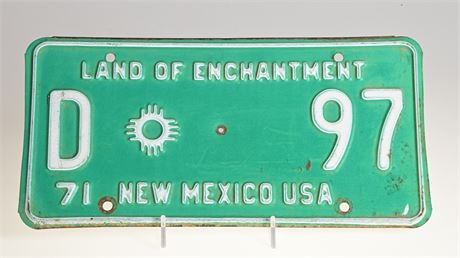 1971 New Mexico License Plate
