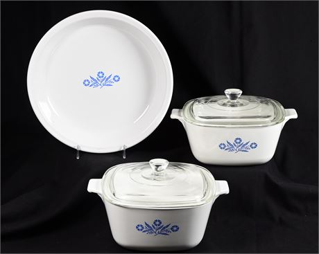 3 Piece Corningware Set, Blue Cornflower