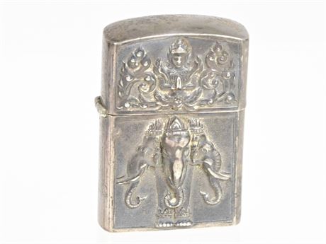 Vintage Siam Sterling Silver Repousse Lighter