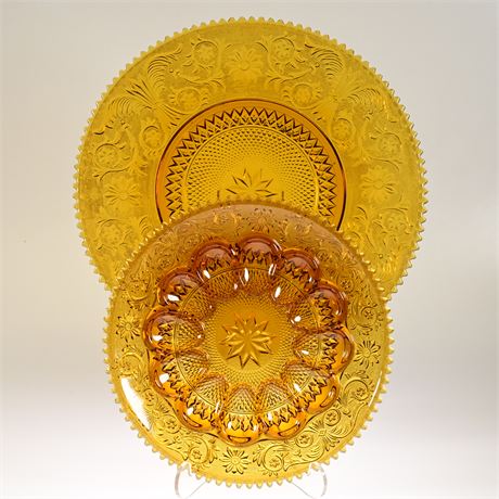 Vintage Indiana Glass Tiara Amber Plates