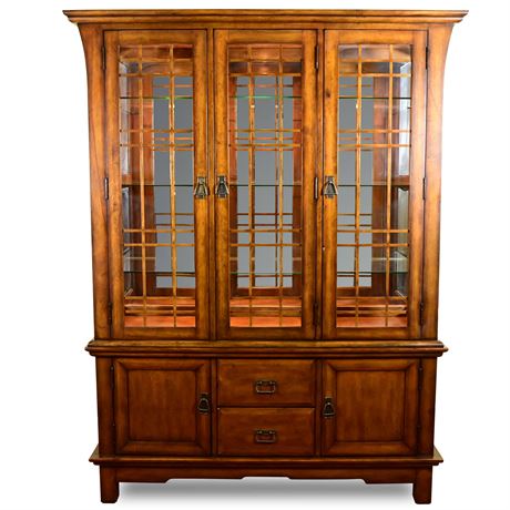 Contemporary Mission Oak China Cabinet