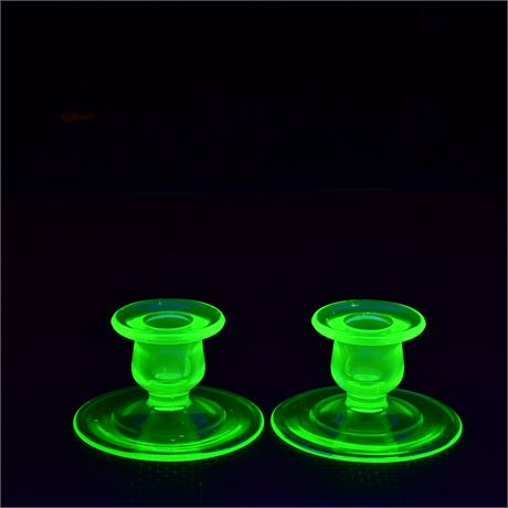 Vaseline (Uranium) Glass Candlesticks