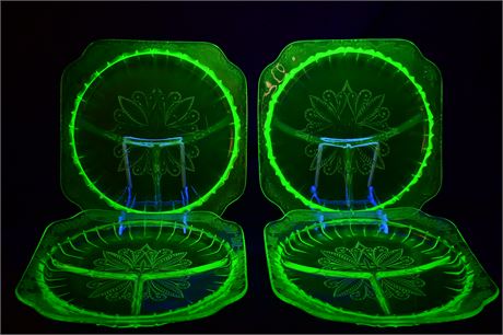 Vaseline (Uranium) Glass Divided Plates