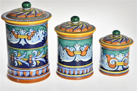 Deruta Canister Set With Lids by Franco Mari Geo Judith