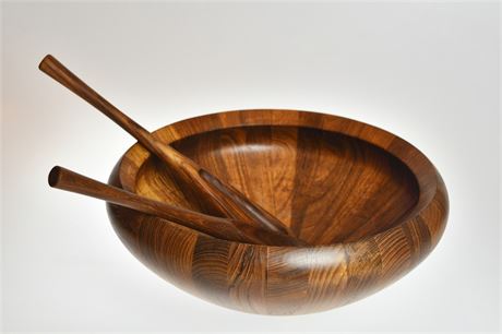 Dansk 17" Staved Teak Salad Bowl