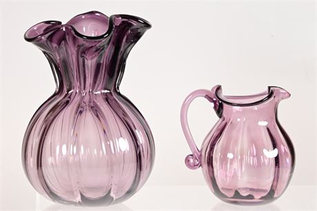 Hand Blown Pitcher and Vase