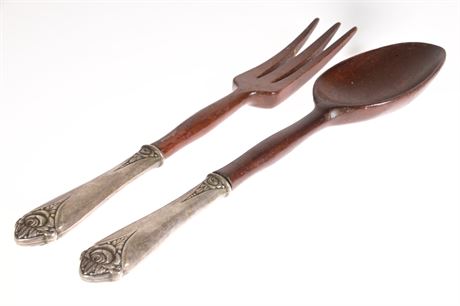 Sterling Olive Wood Salad Set