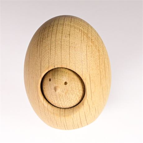 Carved Wooden Chick Emerging From Egg