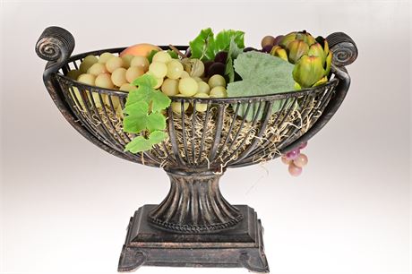 Metal Basket with Plastic Fruit