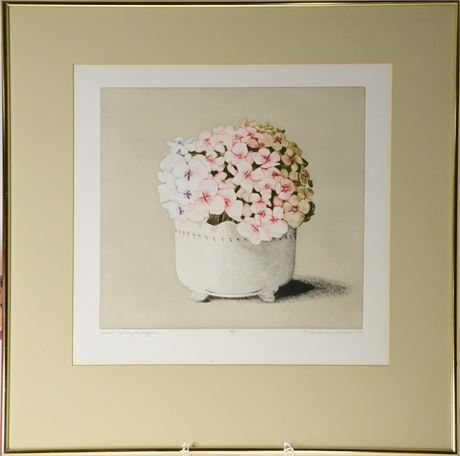 "Bowl of Hydrangeas" by Beth Van Hoesen