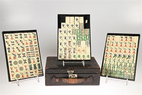 Antique Bakelite and Bamboo Mahjong Set