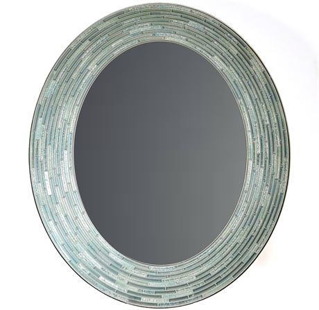 Reeded Sea Glass Oval Mirror