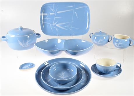 Winfield China Blue Pacific Rare Vintage Mid-Century Bamboo Set