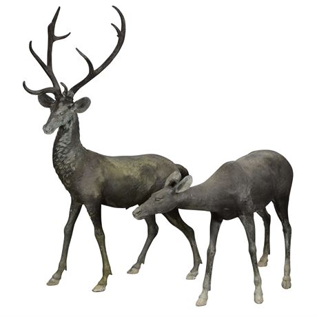 Life Size Bronze Deer Sculptures