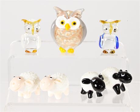 Super Cute Blown Glass Owls & Sheep