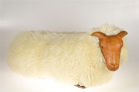 Vintage Life Sized Real Sheep Fleece Bench/Footstool