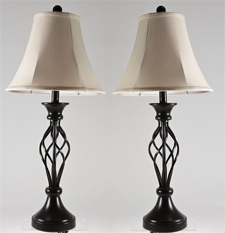 Pair of Black Metal Lamps